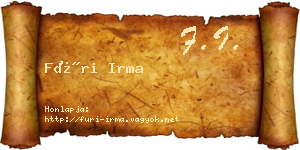 Füri Irma névjegykártya